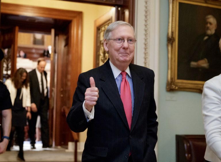 Mitch McConnell, R-Ky., praised the GOP's heavy use of the CRA. Prior to this year, the law had used just once since it was signed into law in 1996. (AP Photo/J. Scott Applewhite)