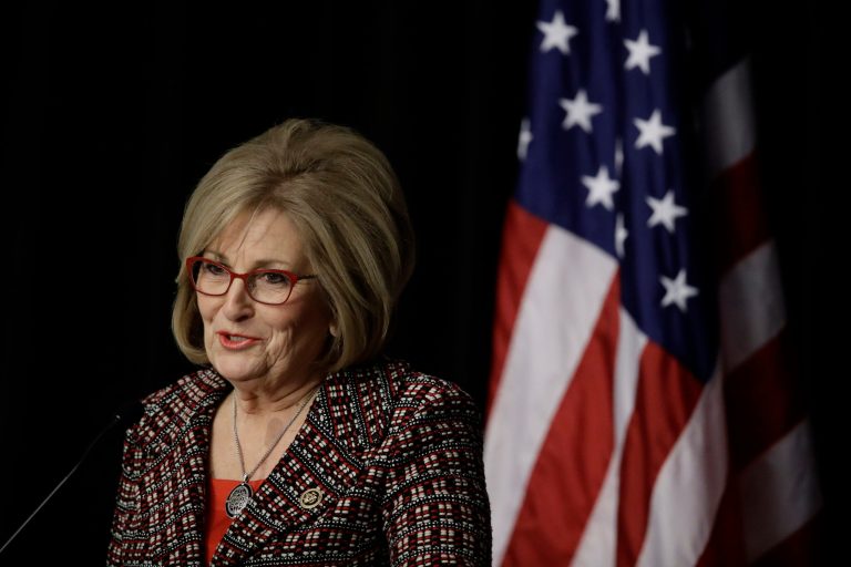 Rep. Diane Black, R-Tenn., speaks with members of the media during a news conference at the Republican congressional retreat in Philadelphia, Wednesday, Jan. 25, 2017. (AP Photo/Matt Rourke)
