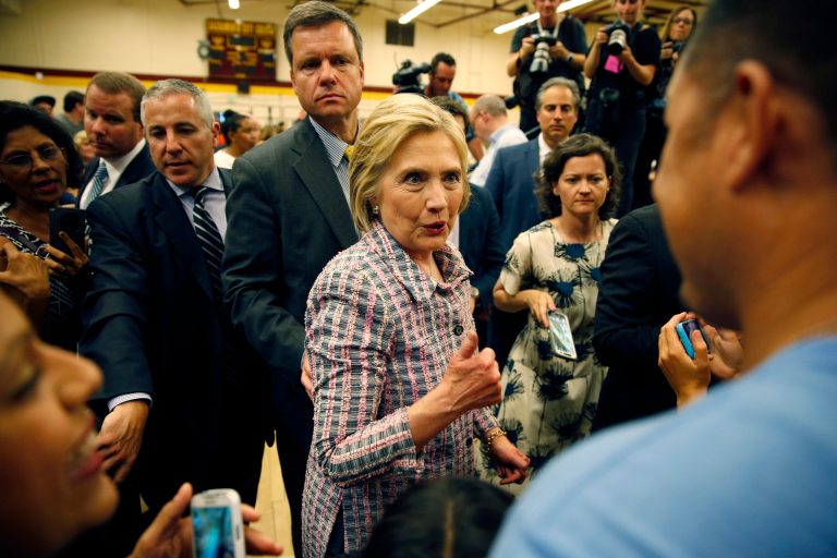 The Post's Anne Gearan used much of her 10 minutes with Clinton to ask about emotions and reactions. (AP Photo/John Locher)