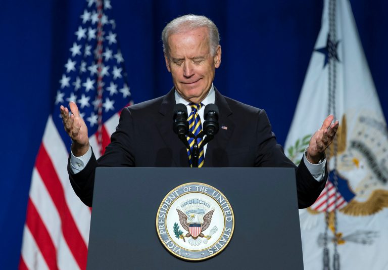 Vice President Joe Biden gestures as he makes a joke during a speech to mark the 40th anniversary of the Legal Services Corporation, on Tuesday, Sept. 16, 2014, in Washington. (AP Photo/Evan Vucci)