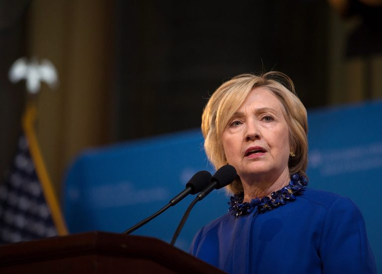 Hillary Clinton speaks during the David N. Dinkins Leadership and Public Policy Forum at Columbia University April 29, 2015 in New York City. (Photo by Kevin Hagen/Getty Images)