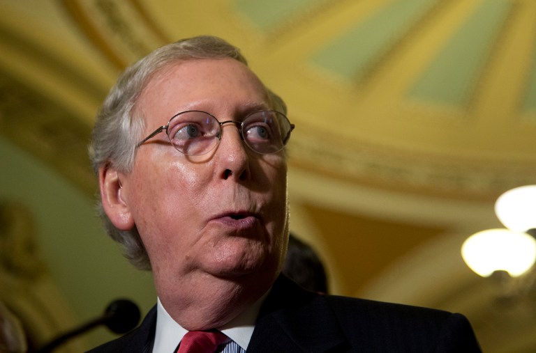 Senate Majority Leader Mitch McConnell said Tuesday that talk radio is the reason Republican base voters have unrealistic expectations. (AP Photo/Manuel Balce Ceneta)