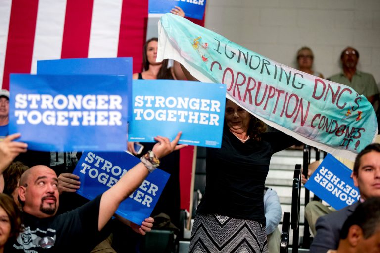 The seven candidates for chair of the Democratic National Committee laid out their plans to lead the political party, including impeaching President Trump. (AP Photo/Andrew Harnik)