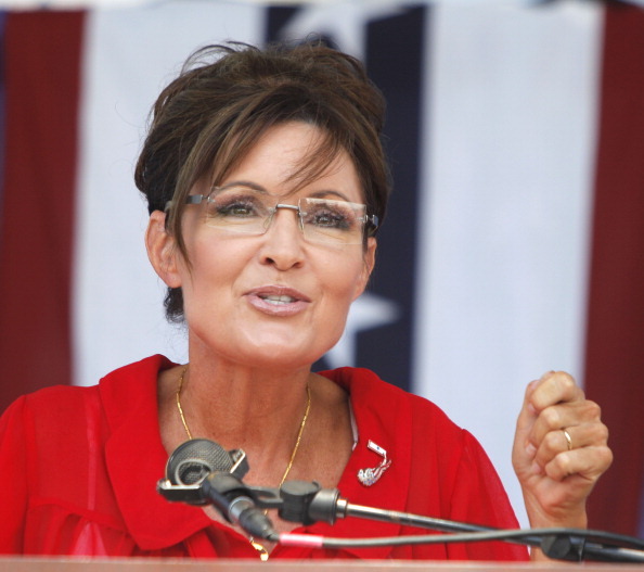 BELLEVILLE, MI, - JULY 14: Sarah Palin, former Governor of Alaska and 2008 Republican Vice Presidential candidate speaks at a 
