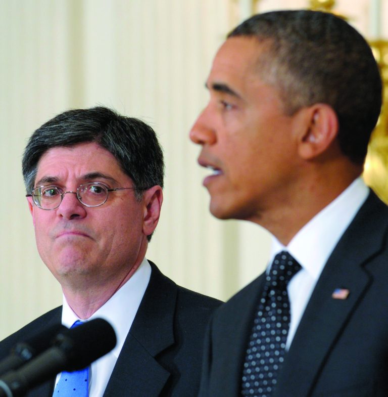 FILE - This Jan. 9, 2012, file photo shows then-Budget Director Jack Lew listening as President Barack Obama speaks in the State Dining Room of the White House in Washington. Lew, the current White House chief of staff is President Barack Obama's expected pick to lead the Treasury Department, with an announcement possible before the end of the week. (AP Photo/Susan Walsh, File)