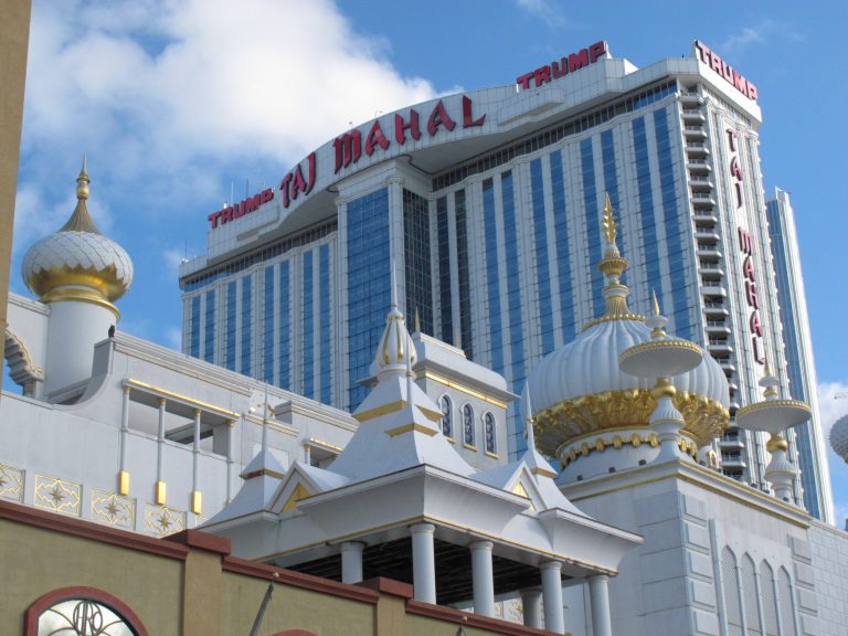 This Sept. 19, 201, 1 photo shows the Trump Taj Mahal Casino resort in Atlantic City, N.J. The casino's Internet gambling partner, Ultimate Gaming, said on Friday, Sept. 19, 2014 it was ending its alliance with the Taj Mahal and pulling out of the New Jersey online gambling market.(AP Photo/Wayne Parry)