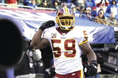 Kathy Willens/AP
Washington Redskins inside linebacker London Fletcher has not missed a game since coming into the league in 1998 and the 14-year veteran leads the NFL with 146 tackles this season.
