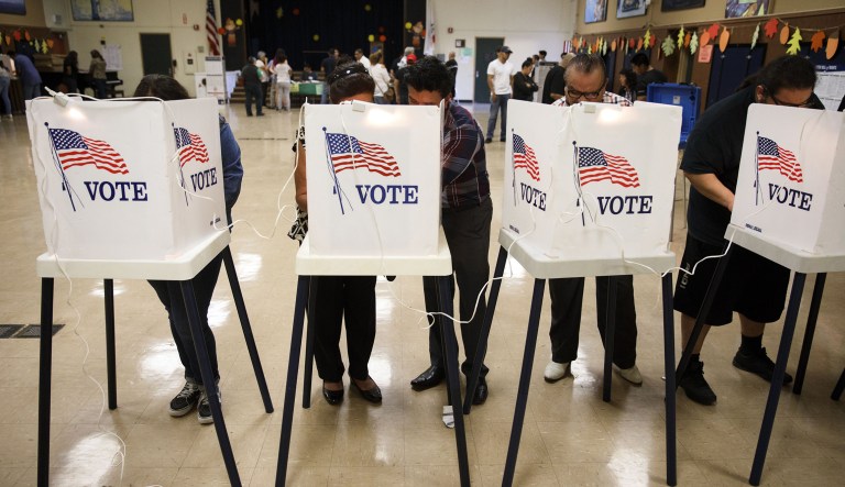The majority of Republican voters said they would support postponing the 2020 election at President Trump's request to ensure only eligible Americans can vote, according to a new poll. (Patrick T. Fallon/Bloomberg)