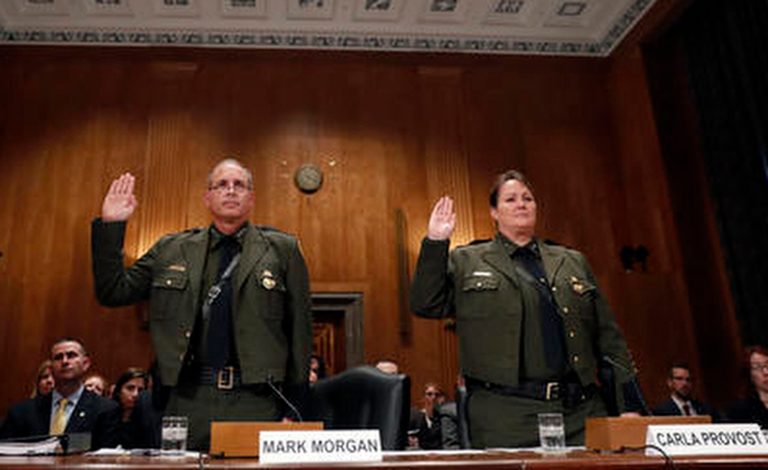 U.S. Border Patrol Chief Mark Morgan, left, and Deputy Chief Carla Provost. The truck driver was taken into custody and will be prosecuted for immigrant smuggling.