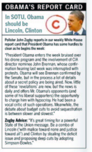 In SOTU, Obama should be Lincoln and Clinton