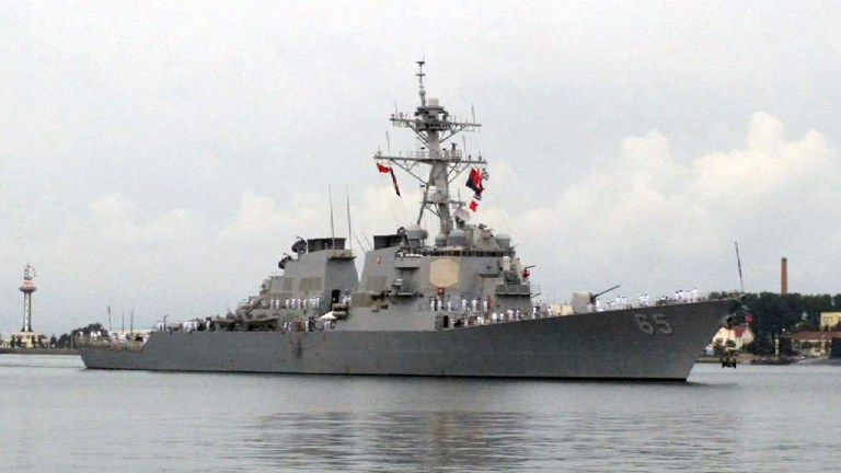 The U.S. Navy's 7th Fleet said a Japanese tug boat lost propulsion and drifted into the USS Benfold during a towing exercise in Sagami Bay on Saturday. (AP Photo/Borg Wong, File)