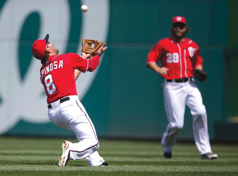 Evan Vucci/AP
Danny Espinosa left the game in the top of the fifth because of pain in his right hand.