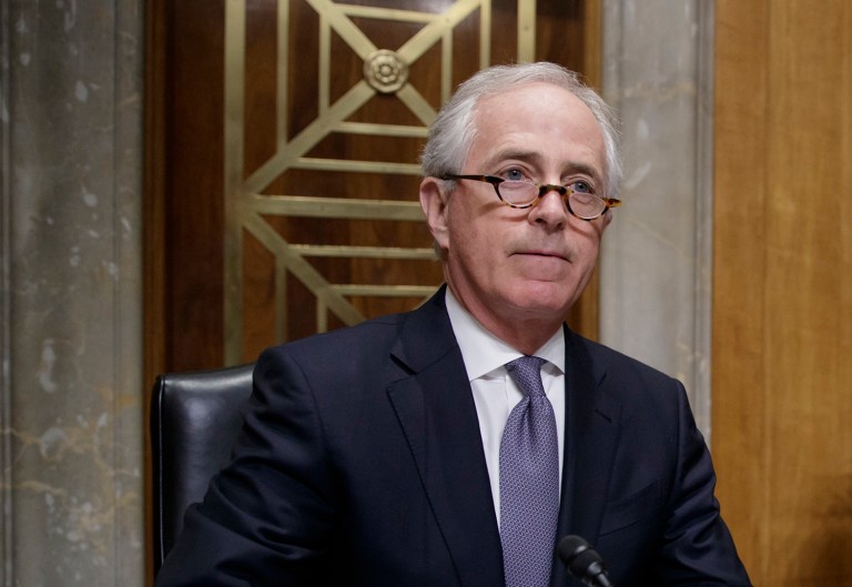 Sen. Bob Corker, R-Tenn., ripped Speaker Paul Ryan for saying he's worried President Trump will work with Democrats to figure out how to fix the country's healthcare system if Republicans don't fall in line. (AP Photo/J. Scott Applewhite)