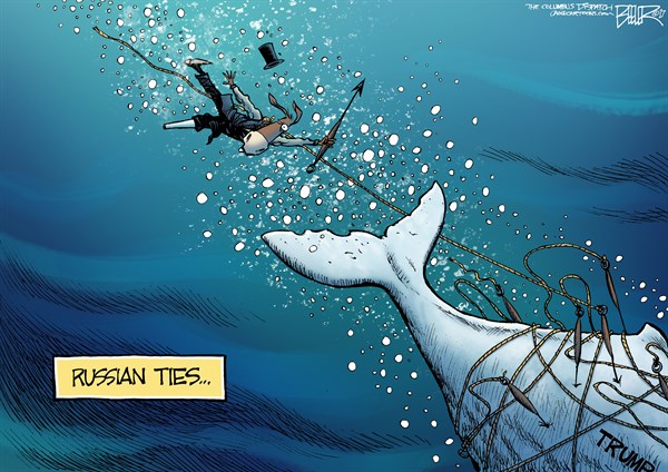 Editorial cartoon: Russian ties