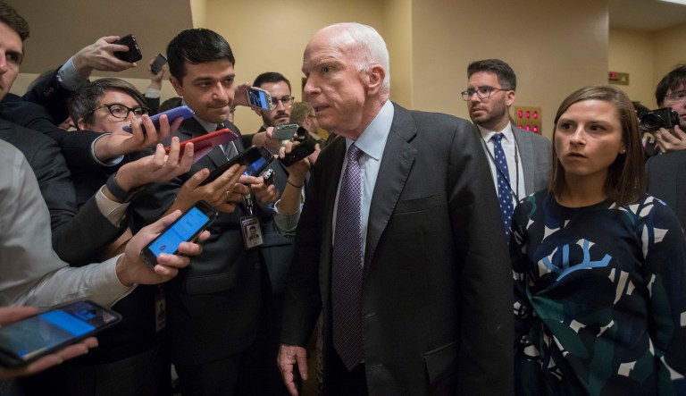 McCain's opposition to the GOP's plan to overhaul Obamacare has prompted many in the media to say McCain shouldn't be attacked or criticized at all in the healthcare debate, because he has brain cancer. (AP Photo/J. Scott Applewhite)