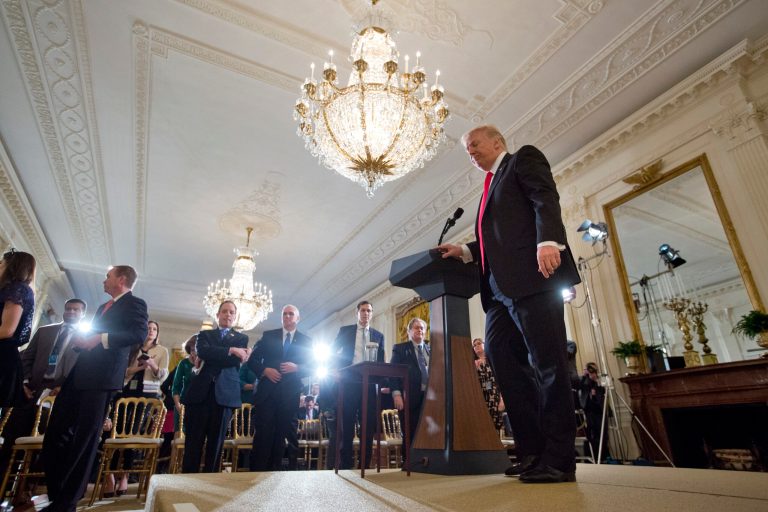 President Trump spent one hour laying waste to the media during a surprise press conference at the White House this week. (AP Photo/Pablo Martinez Monsivais)