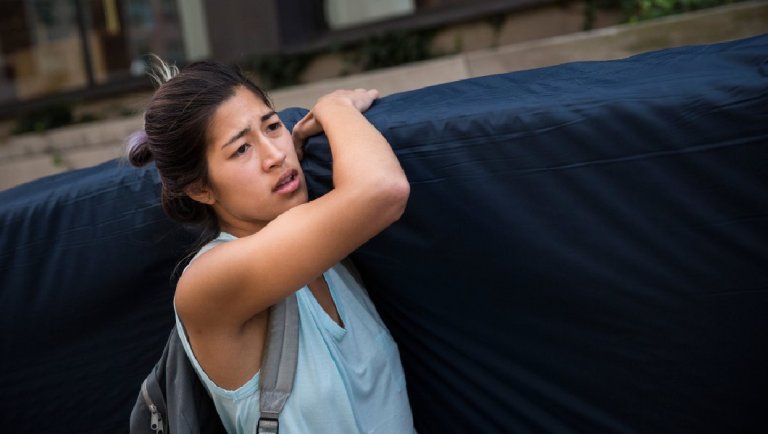 The essay was written in response to a public-health class assignment asking students to watch a video in which Emma Sulkowicz, the former Columbia University student who carried a mattress around protesting what she claimed was rape, discusses her mattress project. (Getty Images file)