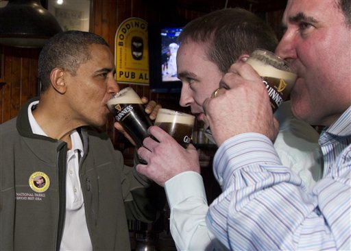 The annual Obama drinking a Guinness photo