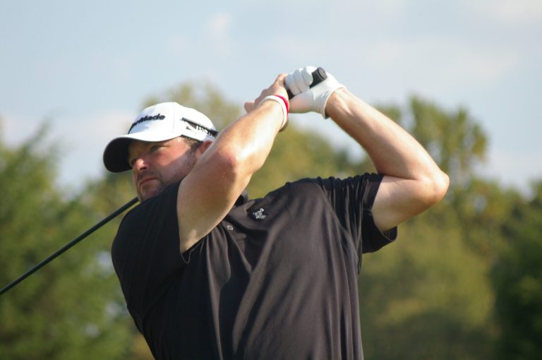 A day after firing an opening-round best 63, Jason Gore skied to a 77 as TPC Potoamc at Avenel Farm played harder and faster on Friday. / Photo by Kevin Dunleavy 