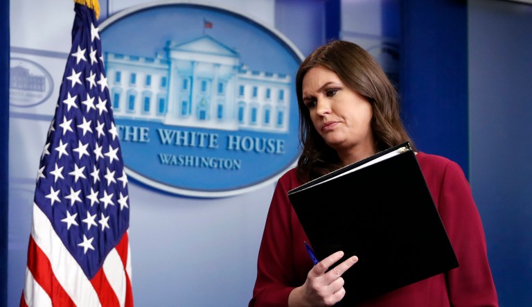 The question looked opportunistic and exploitative, and the same would apply if Al Franken were president and his press secretary fell into a similar position. (AP Photo/Alex Brandon)