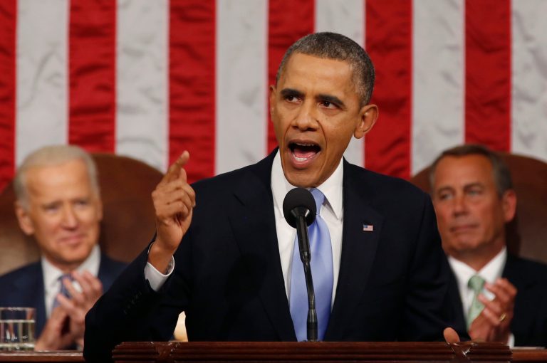 President Obama delivers the State of Union address before a joint session of Congress in the House chamber on Jan. 28, 2014. (AP/Larry Downing)