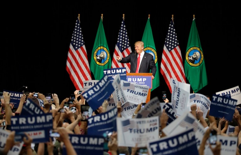 The presumptive Republican nominee has accrued a vocal band of racist, anti-Semitic followers. (AP Photo/Ted S. Warren)