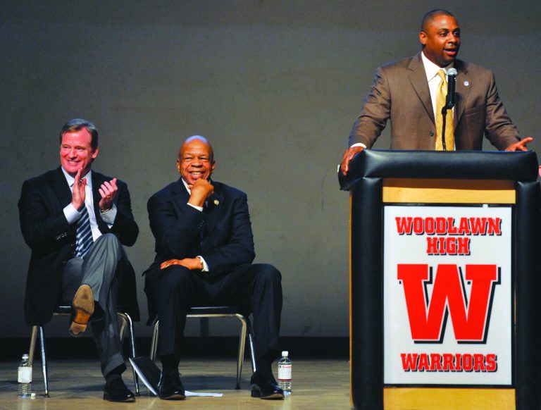 Gail Burton/AP
After a 15-year NFL career, Troy Vincent, right, became the NFL's vice president of Player Engagement, a program that tries to prepare players for life after football.