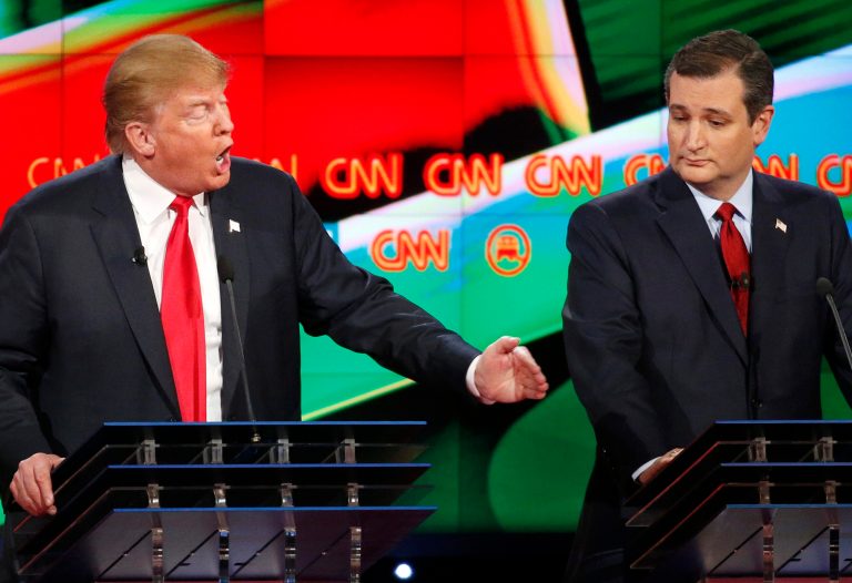Media mogul Rupert Murdoch suggested on social media that Trump (on the left) may be a bit too thin-skinned to compete for the party's nomination. (AP Photo/John Locher)