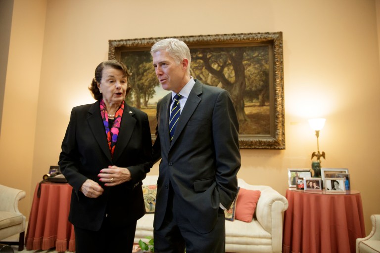 Feinstein complained about a $10 million campaign boosting Neil Gorsuch. (AP Photo/J. Scott Applewhite)