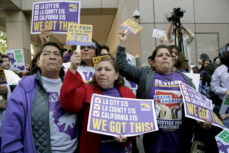 California gradually pushed its statewide minimum wages to $15 an hour, the highest level in the nation. (AP Photo/Nick Ut)