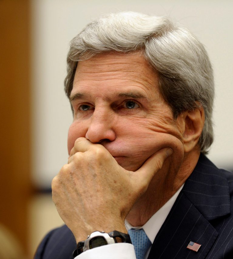   Secretary of State John Kerry waits to testify on Capitol Hill in Washington, Tuesday, Sept. 10, 2013, before the House Armed Services Committee hearing on Syria on Capitol Hill in Washington. (AP Photo/Susan Walsh)  