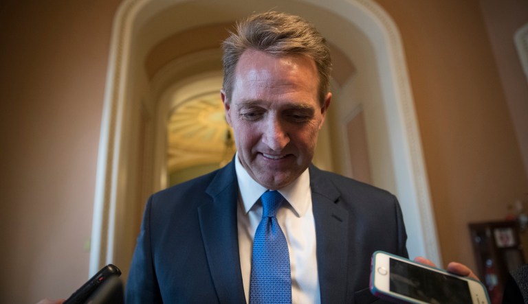 Sen. Jeff Flake, R-Ariz., who announced last year he would not run for re-election in 2018, told reporters that Republican Joe Arpaio's Senate bid in Arizona won't last long. 