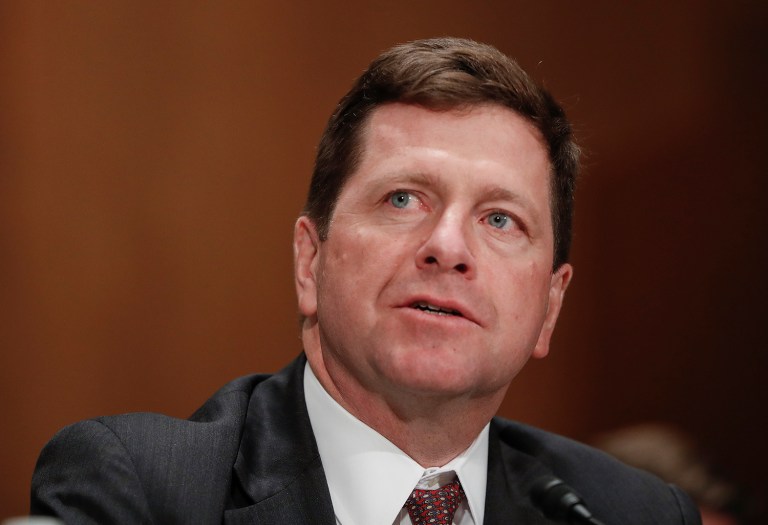 The Senate Banking Committee said the vote on the nomination of corporate lawyer Jay Clayton would take place Tuesday morning. (AP Photo/Pablo Martinez Monsivais)