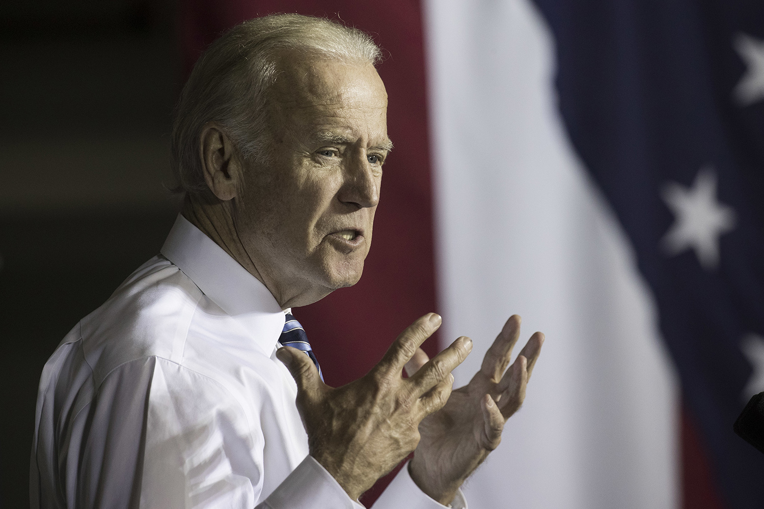 Biden blasts Trump, promises again to quit talking about Trump