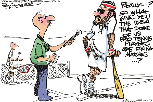 Editorial cartoon: Scandal on the tennis court