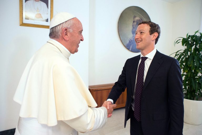 The visit with Pope Francis was part of a trip that Mark Zuckerberg announced after a devastating earthquake in Italy last week killed hundreds. (AP Photo)
