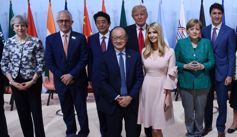 Critic slams Ivanka Trump, front right, for taking her father's seat at the G-20 summit while wearing a 