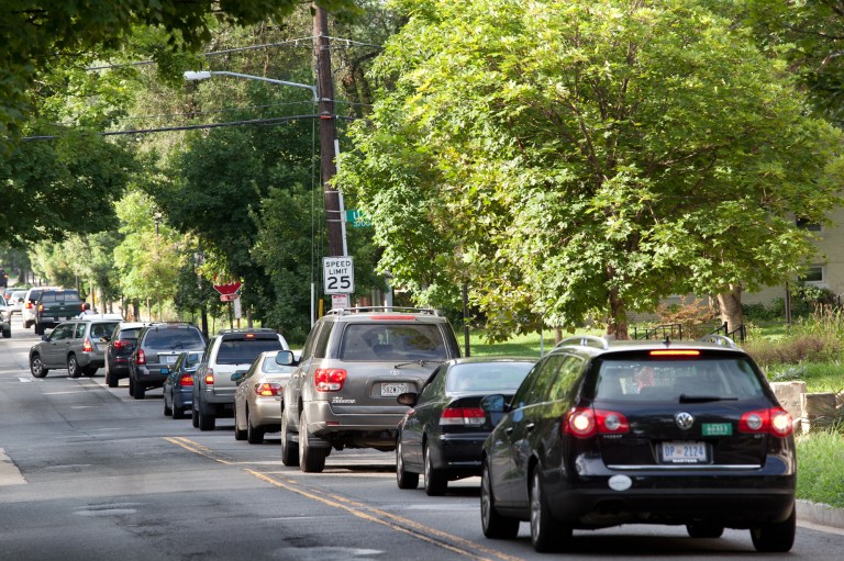 Morning traffic along 37th Street, NW Washington D.C., Friday, July 27, 2012