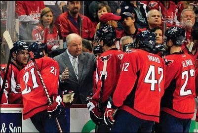 Fired Capitals coach Bruce Boudreau is seen with the team earlier this month. 