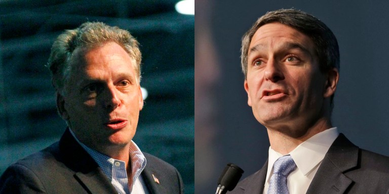 AP file photos
Democrat Terry McAuliffe, left, and Republican Ken Cuccinelli fielded questions from business leaders during a Northern Virginia Technology Council forum.