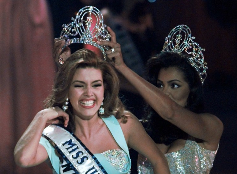 Former Miss Universe Alicia Machado became a topic of conversation during the first presidential debate between Republican nominee Donald Trump and Democratic candidate Hillary Clinton. (AP Photo/Eric Draper, File)