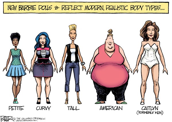 Editorial cartoon: New Barbie doll lineup