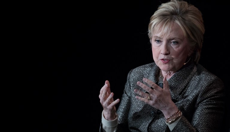 Clinton noted that the book she's writing will quote people who have told her that her emails were a non-event that was blown out of proportion. (AP Photo/Mary Altaffer)