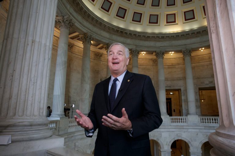 Sen. Luther Strange, R-Ala., faces a primary in August. In an April interview, he said he did not see a public corruption problem in Washington, but now he says he is ready to help President Trump drain the swamp.
		 (AP Photo/J. Scott Applewhite)