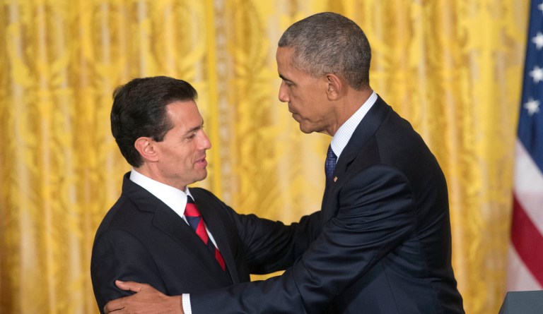 President Obama spoke by phone with Mexican President Enrique Pena Nieto on Monday, hours after his Republican successor promised to immediately deport as many as 3 million criminal illegal immigrants once he assumes office in January. (AP Photo/Pablo Martinez Monsivais)