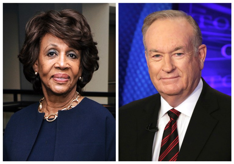 Some on social media said the comment about Waters, who is black, was racially offensive. (AP Photos/Richard Shotwell, left, and Richard Drew)