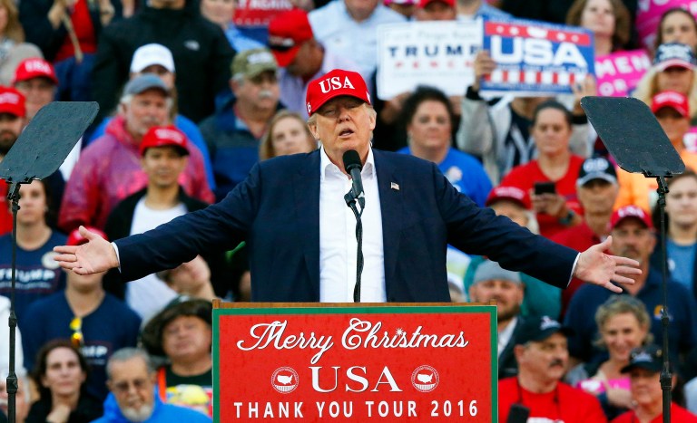 President-elect Trump defended Michelle Obama on Saturday after the first lady said her husband's hopeful approach to leading America is no more, thanks to his incoming successor. (AP Photo/Brynn Anderson)