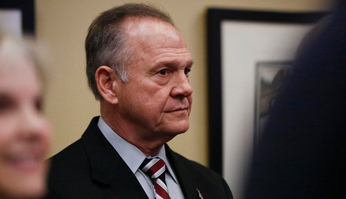 Former Alabama Chief Justice and U.S. Senate candidate Roy Moore now faces multiple allegations of sexual misconduct with teenage girls. He has, however, not "stepped aside" as Republican Party leaders have asked. (AP Photo/Brynn Anderson)