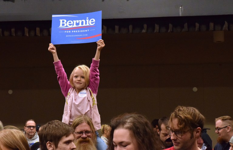 Bernie Sanders won overwhelmingly among young people, including men and women. (James Brooks/The Juneau Empire via AP)