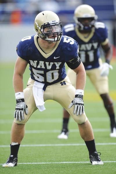 Courtesy photo/Navy Athletics
Navy co-captain Brye French is moving from outside to inside linebacker.